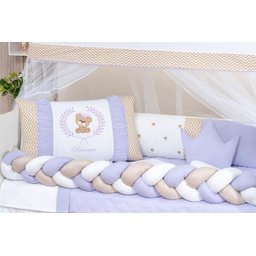 Kit Berço Trança Completo Urso Teddy Lilas 12 Peças - 6