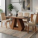 Ver imagem 2 de Mesa de Jantar Agata Mdf com 4 Cadeiras Estofadas Suede Nude Molci