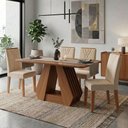 Ver imagem 7 de Mesa de Jantar Agata Mdf com 4 Cadeiras Estofadas Suede Nude Molci