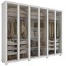 Guarda-roupa Casal Solaris 6 Portas com Vidro Fumê e Pes Branco Branco-moveis Lopas - 1