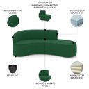 Ver imagem 3 de Sofá 4 Lugares para Sala 220cm Orgânico Wendi Veludo Verde I01 - Mpozenato