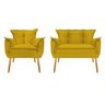 Kit Namoradeira e Poltrona Opala Palito Mel Suede Amarelo - Doce Sonho Móveis - 1