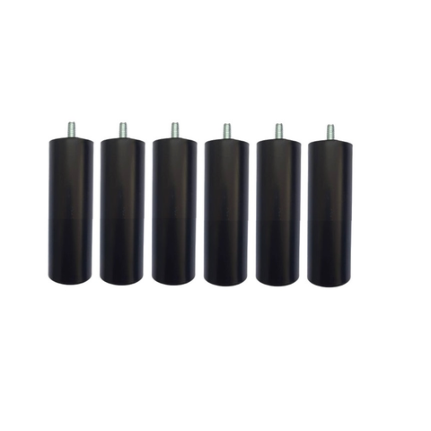 Kit 6 Pés Cama Box Solteiro ou Bipartida Tubo 13 Cm Cor:preto