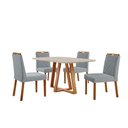 Ver imagem 1 de Conjunto Sala de Jantar Mesa Florença 140x80cm Off White com 4 Cadeiras Dallas Linho Cinza
