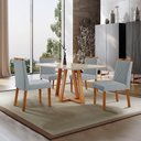 Ver imagem 2 de Conjunto Sala de Jantar Mesa Florença 140x80cm Off White com 4 Cadeiras Dallas Linho Cinza