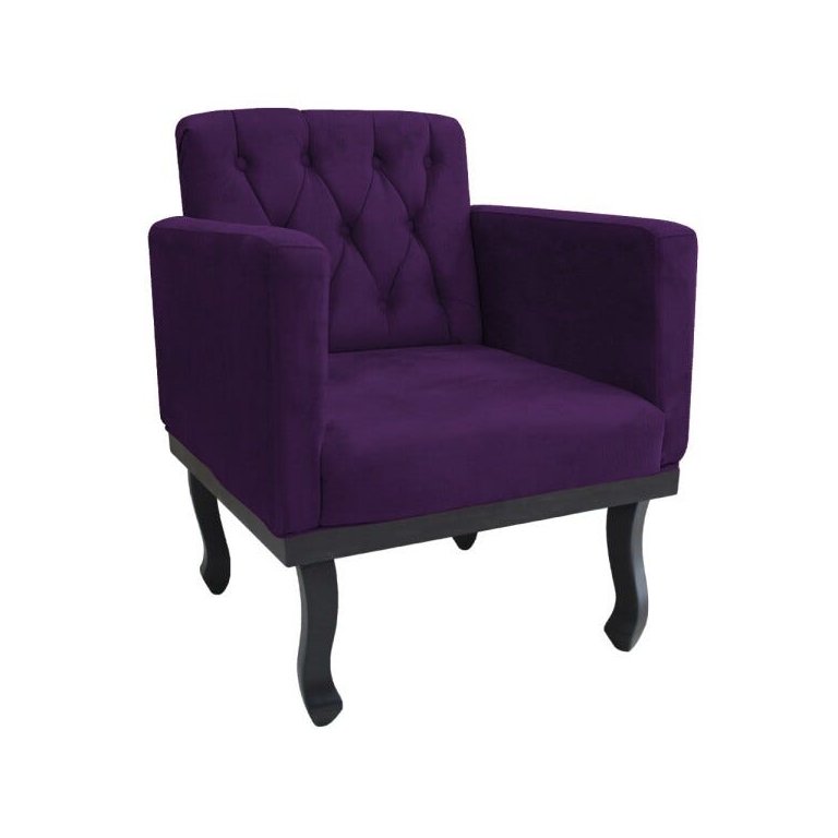 Poltrona Classic Pés Luís XV Suede Roxo - Doce Sonho Móveis