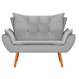 Kit Namoradeira e 02 Poltronas Apolo Palito Mel Suede Cinza - Doce Sonho Móveis - 5