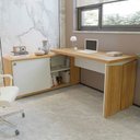 Ver imagem 2 de Mesa Escrivaninha em L 135x168cm 1 Porta Sharp A06 Olmo/branco - Mpozenato