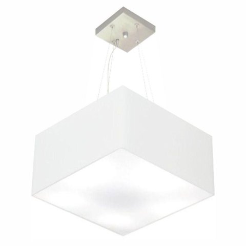 Lustre Pendente Quadrado Vivare Md-4195 Cúpula em Tecido 25/40x40cm - Bivolt Branco 127/220v