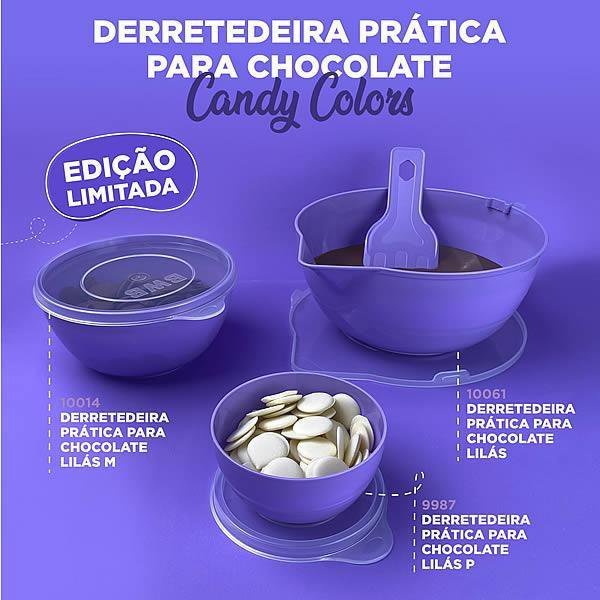 (3Pçs) Derretedeira Para Chocolate (P, M, G) Lilás Candy Colors Coleção Ref. 9987/10014/10061 - 2