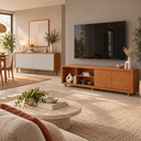Ver imagem 1 de Conjunto Rack + Buffet Dux Rack Naturalle Buffet Off White/Naturalle Mavaular
