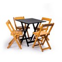 Ver imagem 1 de Jogos Conjuntos Mesa Bar Dobrável Madeira 70x70 com 4 Cad. Preto/Mel - m.B Móveis