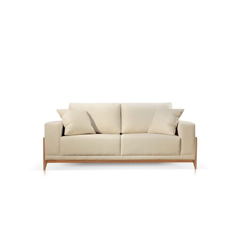 Sofá Verona Molas Ensacadas Braço 20cm Veludo 2,30m:Bege Claro