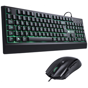 Teclado VX Gamer Defender Led 7 Cores 1.8m Usb Gt300 + Mouse VX Gamer Icarus 3200 Dpi Ajuste De Peso