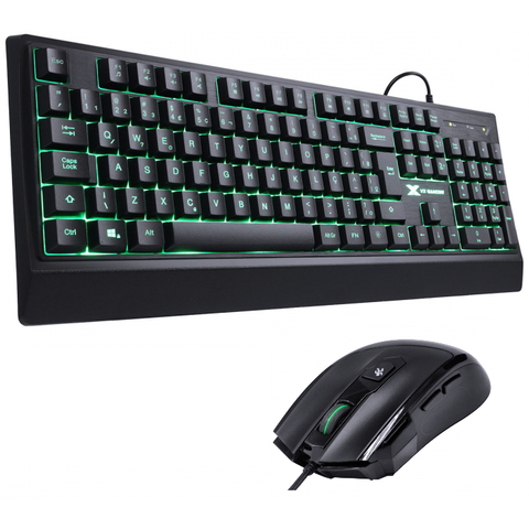 Teclado VX Gamer Defender Led 7 Cores 1.8m Usb Gt300 + Mouse VX Gamer Icarus 3200 Dpi Ajuste De Peso