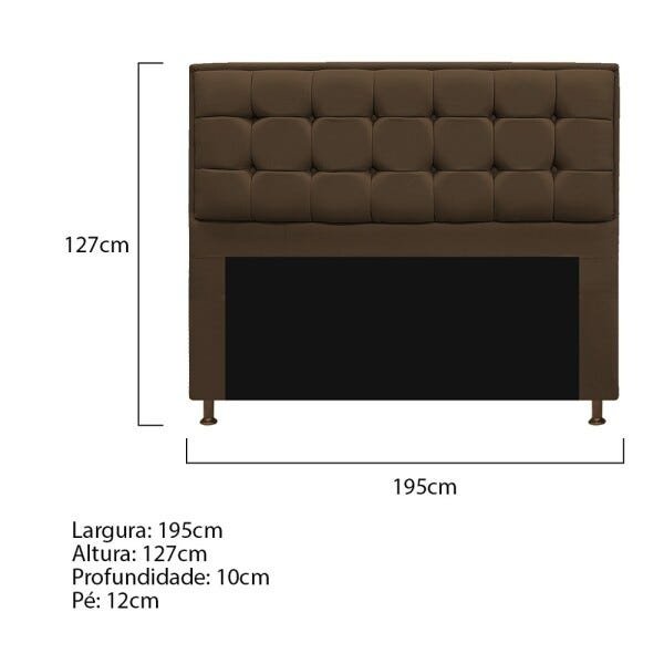 Cabeceira Copenhague 195 cm King Size Suede Marrom - Doce Sonho Móveis - 3