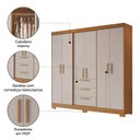 Ver imagem 5 de Guarda-roupa Casal Joaquina 6 Portas 3 Gavetas 100% Mdf Freijó Trend/off White - Pnr Móveis