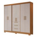 Ver imagem 3 de Guarda-roupa Casal Joaquina 6 Portas 3 Gavetas 100% Mdf Freijó Trend/off White - Pnr Móveis