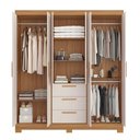 Ver imagem 2 de Guarda-roupa Casal Joaquina 6 Portas 3 Gavetas 100% Mdf Freijó Trend/off White - Pnr Móveis