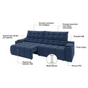 Ver imagem 3 de Sofá Connect Premium 2,00m Assento Retrátil/reclinável com Porta Copos e Entrada Usb Suede Azul