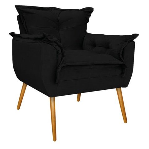 Poltrona Opala Palito Mel Suede Preto - Doce Sonho Móveis