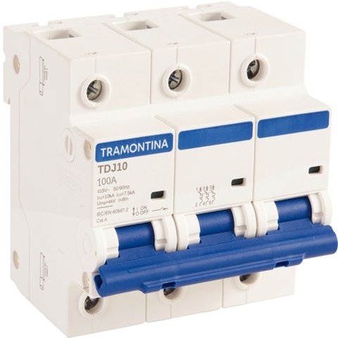 Minidisjuntor Tdj10 3p 100a 10ka Curva C Tramontina Proteção e Alta Capacidade