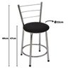 Banqueta Baixa Cromada com Encosto para Cozinha Assento Preto - 2
