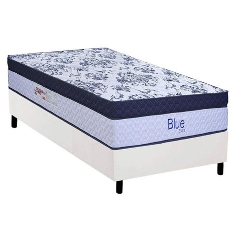 Conjunto Box Solteiro: Colchão Molas Paropas Ensacadas Blue + Base Crc Corano White (88x188)