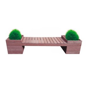 Banco de Madeira Plástica Maciça Marrom com Cachepô 100% Reciclado 3 Lugares 2,5 M / Bc-05 Lanci