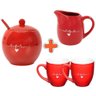 Conjunto L'amour Açucareiro 350ml, Leiteira 245ml  e 2 Canecas 300ml em Porcelana Vermelho - 4