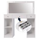 Ver imagem 3 de Penteadeira Camarim com 3 Gavetas 2 Portas Espelho e LED - Realeza - Branco J&A Móveis