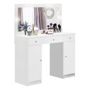 Ver imagem 2 de Penteadeira Camarim com 3 Gavetas 2 Portas Espelho e LED - Realeza - Branco J&A Móveis