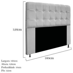 Kit Cabeceira e Calçadeira Baú Estofada Mel 160 cm Queen Size Com Capitonê Suede Cinza - Doce - 4