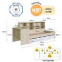 Ver imagem 4 de Cama Infanto Juvenil com Escrivaninha Estante e Cama Auxiliar Solteiro Carvalho e Branco Completa Mó