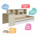 Ver imagem 5 de Cama Infanto Juvenil com Escrivaninha Estante e Cama Auxiliar Solteiro Carvalho e Branco Completa Mó