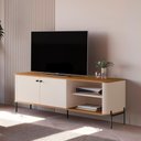 Ver imagem 2 de Rack Bancada Tucupí 140cm para Tv até 60" com Pés de Metal Off White/nature/preto