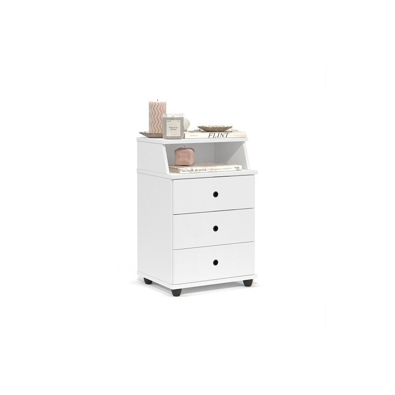 Mesa de Cabeceira Luxo New Branco - Ej Móveis