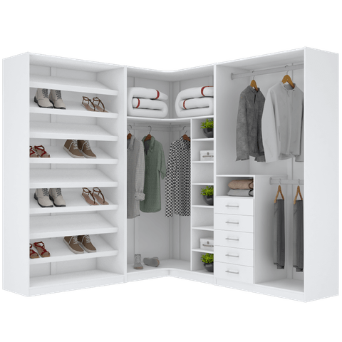 KIT CLOSET SAPATEIRA CABIDEIRO GAVETEIRO 100% MDF M467.B MUNDI MOVEIS