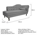 Ver imagem 5 de Kit Diva Recamier Diana 140cm Lado Esquerdo e 01 Poltrona Classic Suede - Doce Sonho Móveis RECAMIER