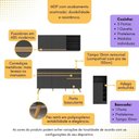 Ver imagem 2 de Armário de Cozinha Compacta com Mesa Gourmet Veneza Multimóveis Mp2201 Preto/dourado