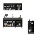 Ver imagem 4 de Armário de Cozinha Compacta com Mesa Gourmet Veneza Multimóveis Mp2201 Preto/dourado