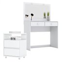 Ver imagem 1 de Penteadeira Daila com Led e Mesa de Cabeceira Campeche Branco - Henn
