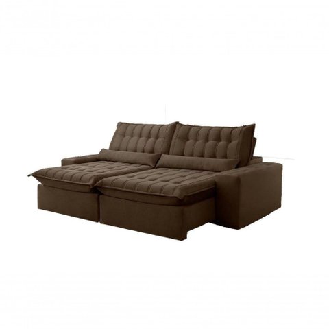 Sofá Petra Retrátil e Reclinável 250cm Espuma D-26 Softy - Marrom