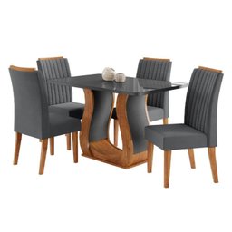 Conjunto Sala de Jantar Mesa 120x80cm Tampo com Vidro 4 Cadeiras Inspirare - 2