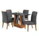 Ver imagem 2 de Conjunto Sala de Jantar Mesa 120x80cm Tampo com Vidro 4 Cadeiras Inspirare Yescasa Cinza/Mel
