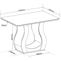 Conjunto Sala de Jantar Mesa 120x80cm Tampo com Vidro 4 Cadeiras Inspirare - 3