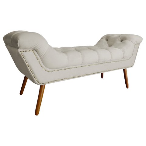 Recamier Calçadeira Estofado Sienna King 195 Cm Suede Bege - LM DECOR