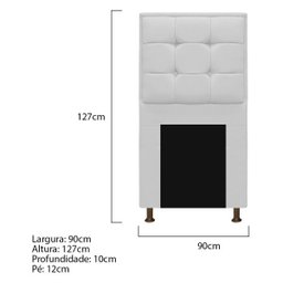 Cabeceira Copenhague 90 cm Solteiro Suede Branco - Doce Sonho Móveis - 3