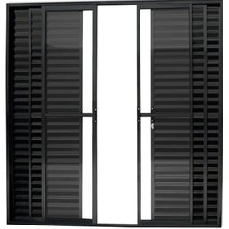 Porta de Aluminio Balcão 6 Folhas com Fechadura Linha Premium:2,10 X 1,50/preto - 1