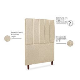 Cabeceira Estofada Cama Box Solteiro Carla 110cm Linho:bege - 3